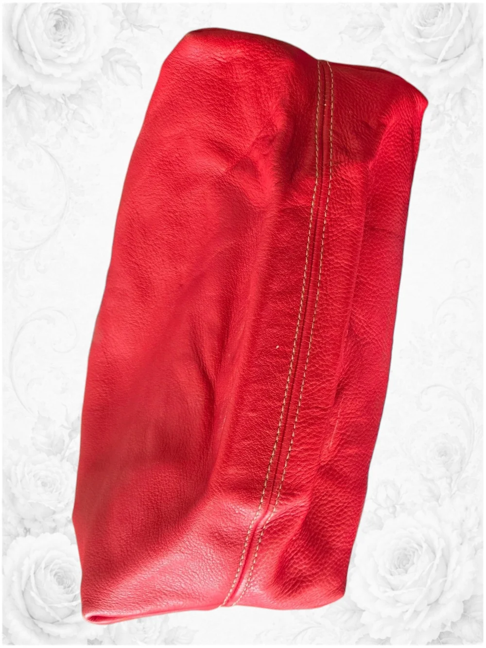 Roots Red Leather Hobo Shoulder Bag